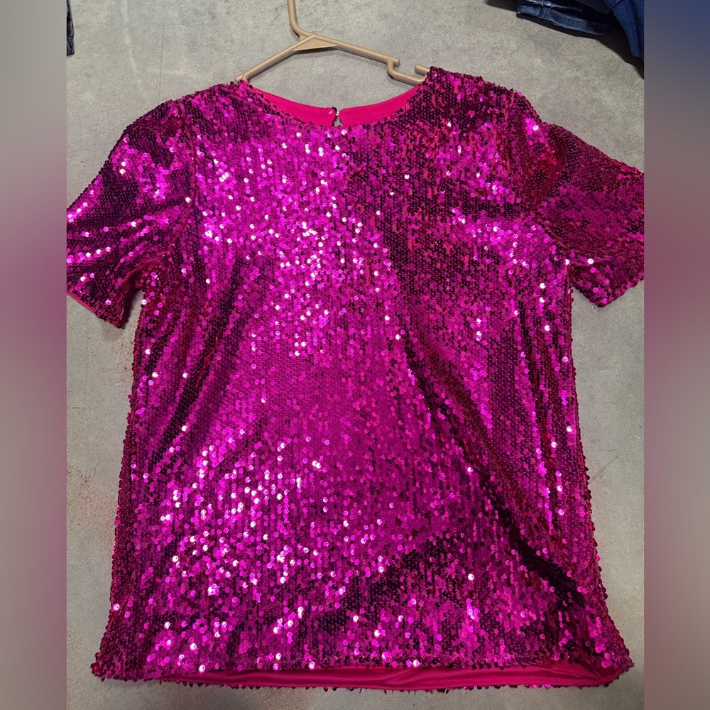 Pink Sequin Top lime lush size m